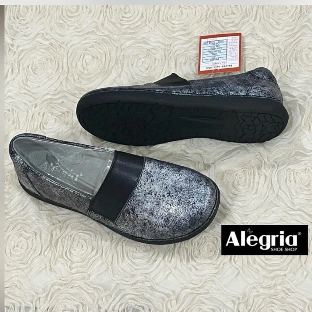 Alegria Glee professional nursing Shimmering Black Slip-On Shoes